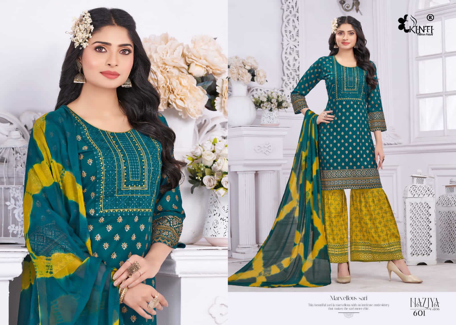 Naziya Vol 6 By Kinti Rayon Printed Sharara Readymade Suits Wholesale Market In Surat
